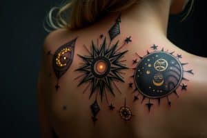 Sonne, Mond & Sterne Tattoos: Ihre tiefe Bedeutung